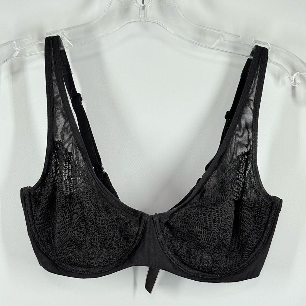 Victoria’s Secret open lace cup black unlined underwire demi bra versatile strap